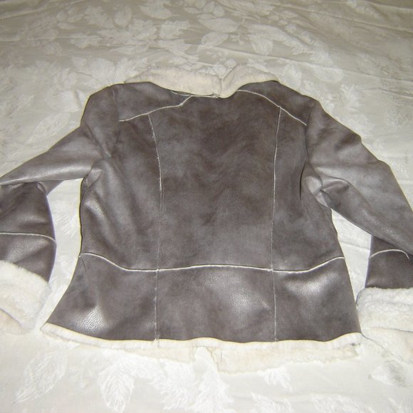 Cache Metallic Faux Shearling Open Jacket Sz L - Picture 3 of 8